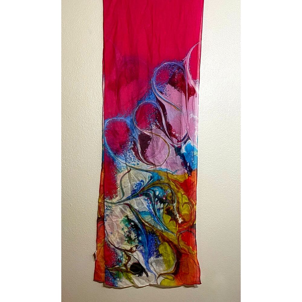 Lightweight Scarf Ireland Meal, Colorful Pattern Turns Pink, Preppy, y2k, Hippie